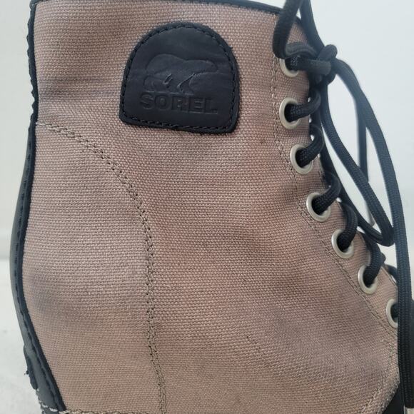 Sorel PDX Wedge Ankle Boots Women Size 10 Shoes Waterproof Lace Black Tan - Picture 12 of 16